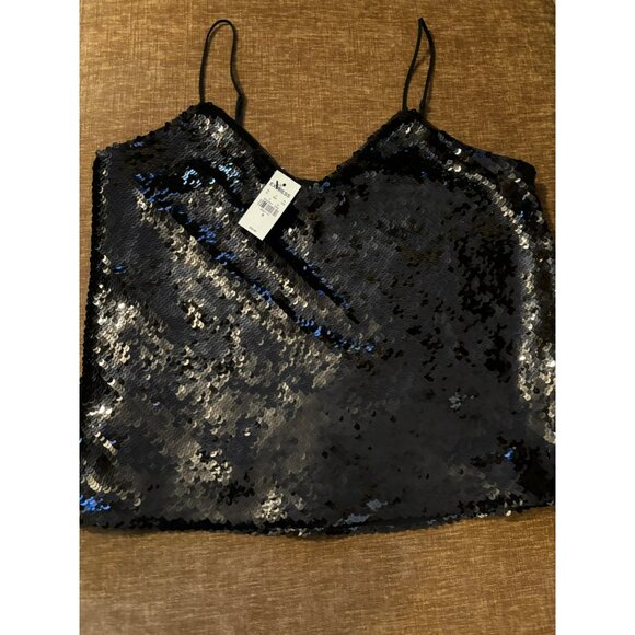 Express Black Sequin Camisole Top W/Adjustable Straps M NWT - Picture 4 of 9